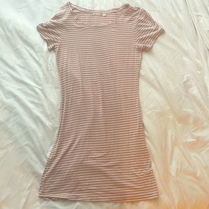 Pink and White Striped Mini Dress